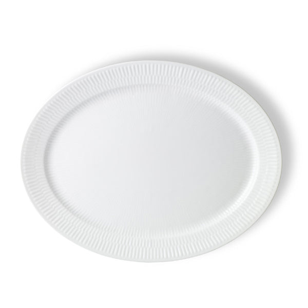 Royal Copenhagen Hvid Riflet fad - 33 cm. - Bahne